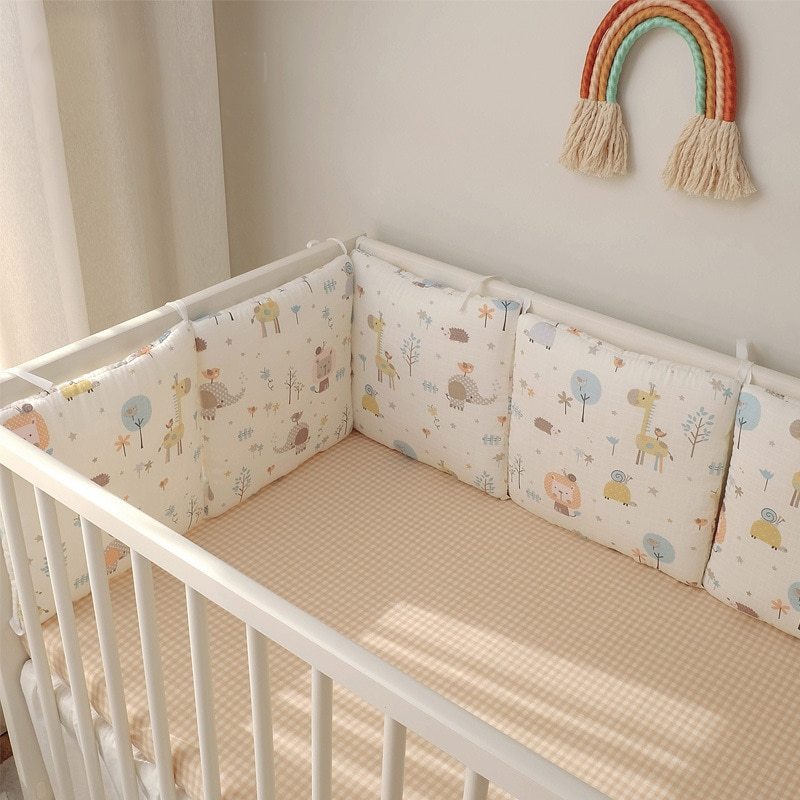 Cartoon embroidered cotton bumper bed