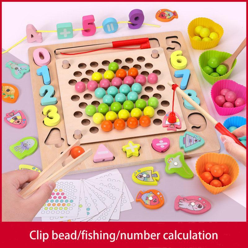 Wooden Children's Multifunctional Fishing Beads Toy