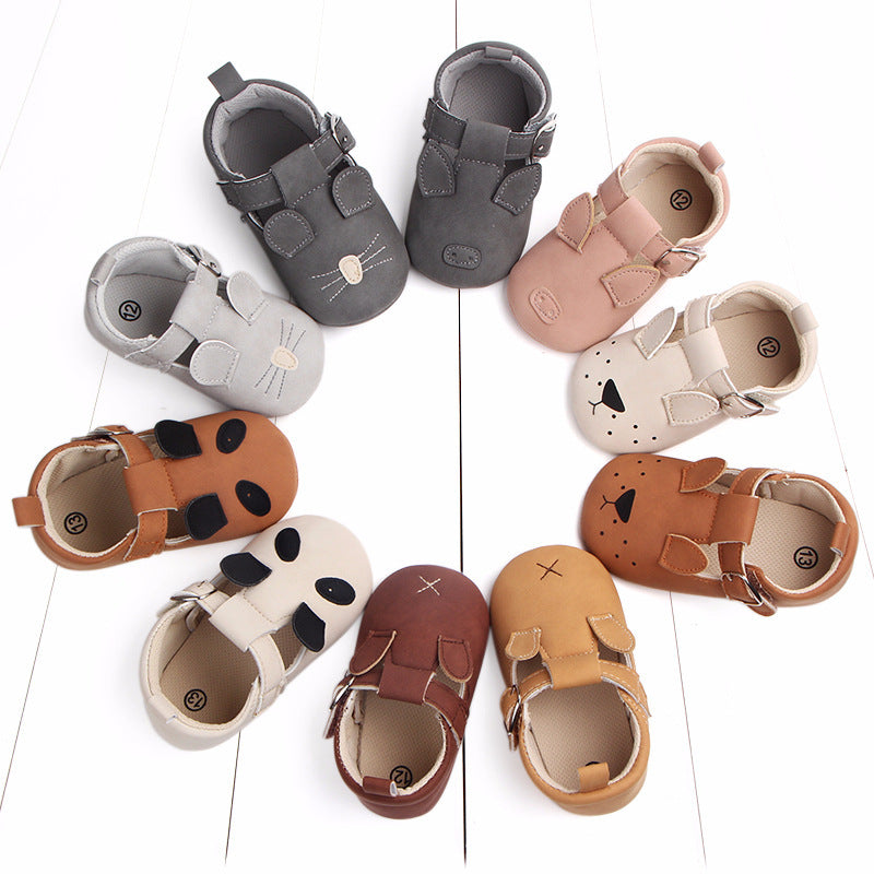 Adorable Cartoon Animal Baby Shoes – Matte Leather, Non-Slip Soft Soles, Perfect for Spring & Autum