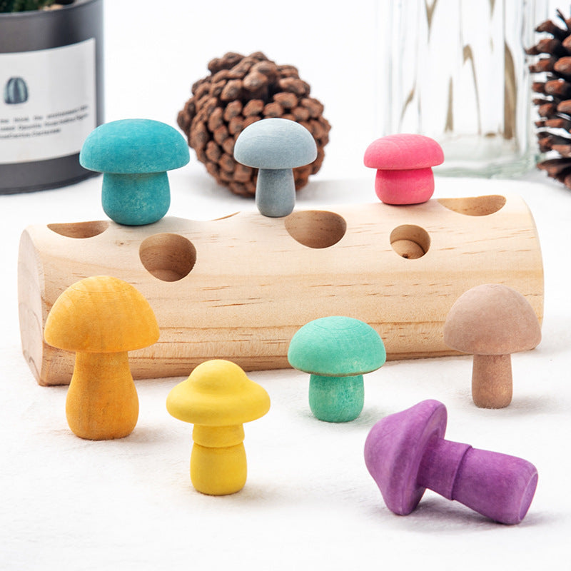 Simulation Mushroom Picking Game Wooden Toys