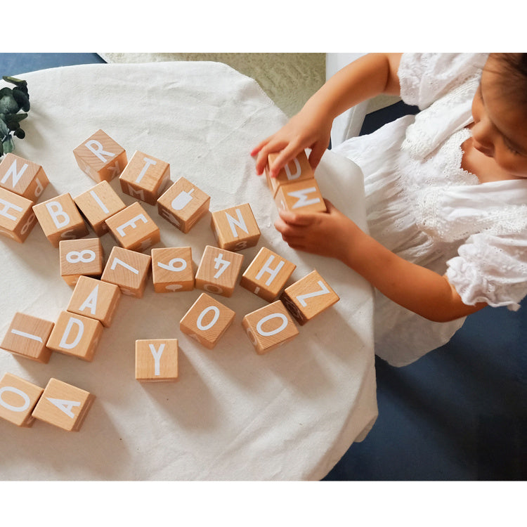 Early Education Beech Abc Letters Large Wood Blocks