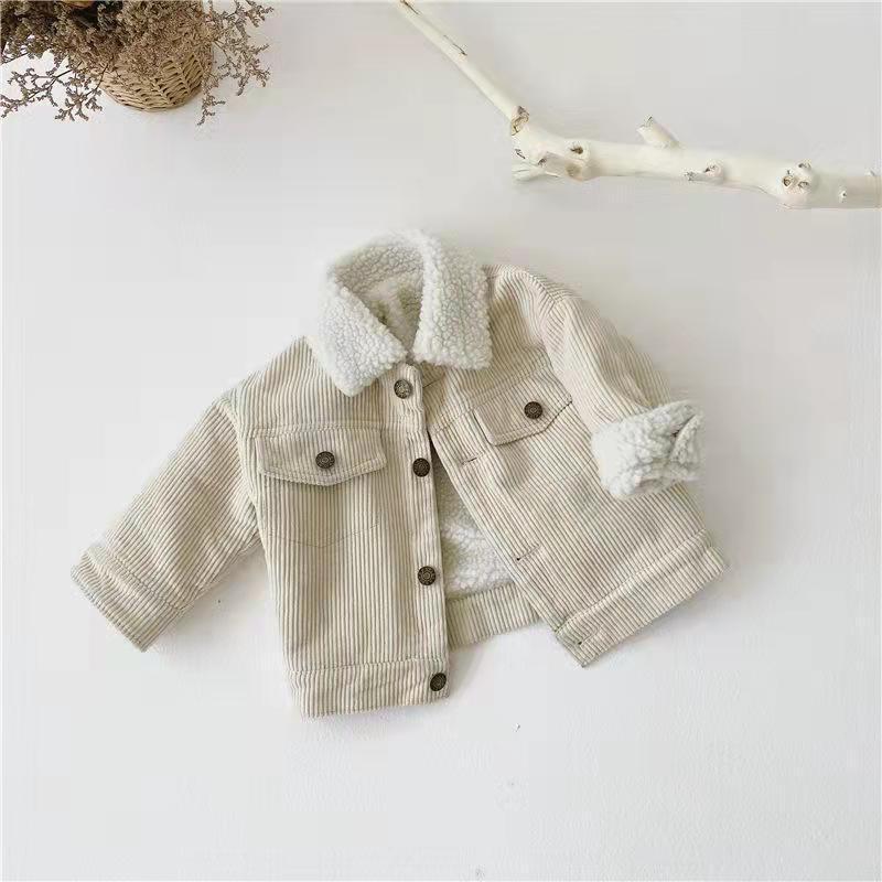 Kids' Overcoat Winter New Korean Style Fleece-lined Thickened Lamb Wool Corduroy Clothes