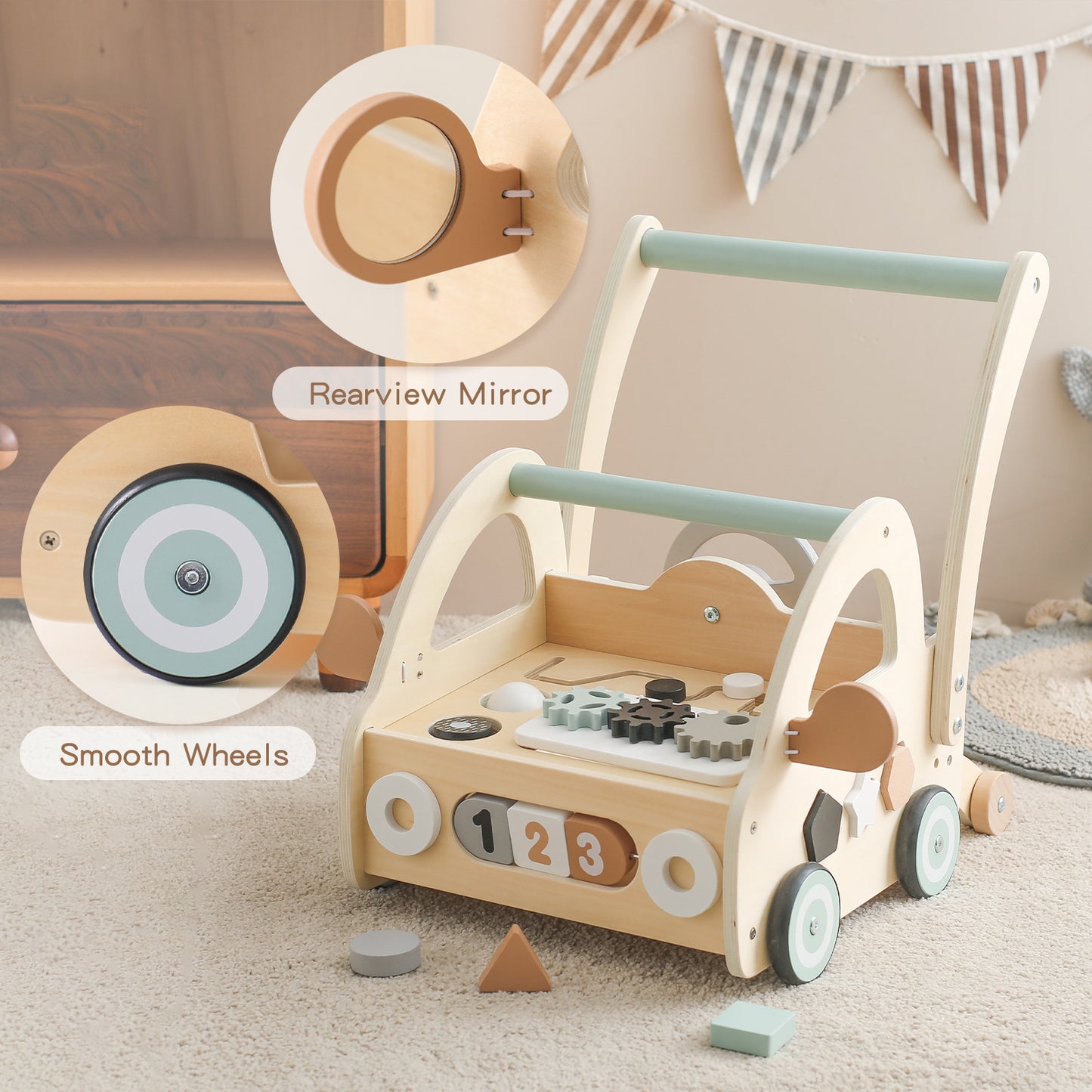 Children's Wooden Puzzle Multi-functional Walker